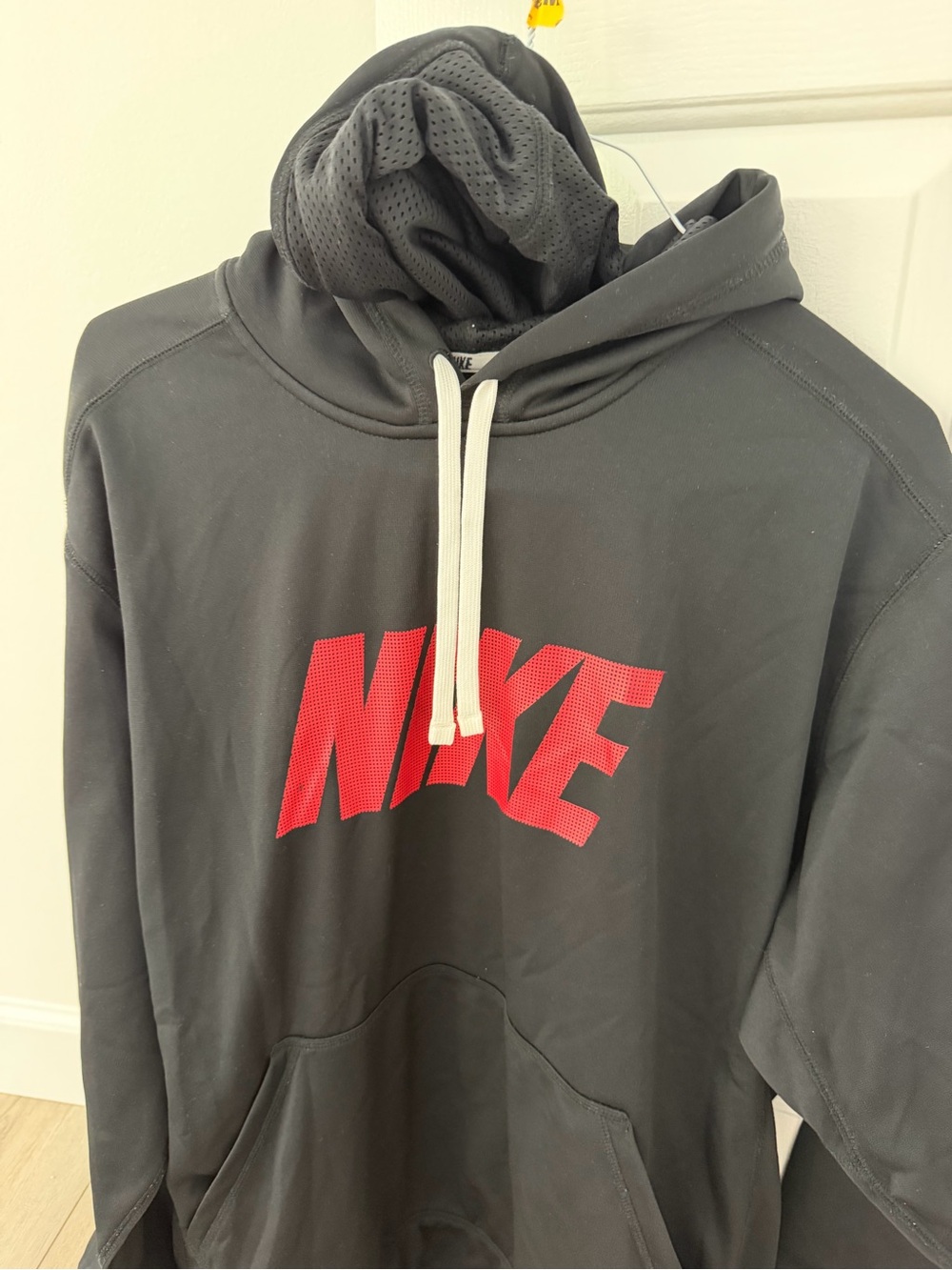 Nike Men’s Black Hoodie with Red Logo. New
